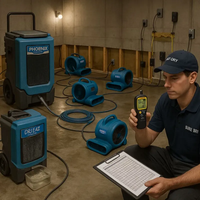 Structural Drying and Dehumidification process in Minkler, CA